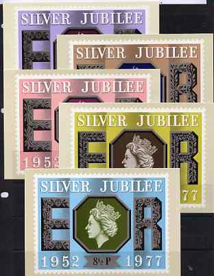 Great Britain 1977 Silver Jubilee set of 5 PHQ cards unused and pristine, stamps on royalty