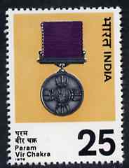 India 1976 Param Vir Chakra (Medal) Commemoration unmounted mint, SG 819*, stamps on militaria       medals