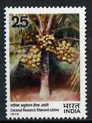 India 1976 Diamond Jubilee of Coconut Research unmounted mint, SG 835*, stamps on food    nuts    trees