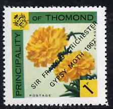 Thomond 1967 Carnation 1d (Diamond-shaped) with 'Sir Francis Chichester, Gypsy Moth 1967' overprint unmounted mint, stamps on flowers, stamps on sailing, stamps on explorers