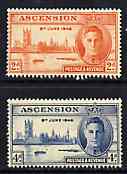 Ascension 1946 KG6 Victory Commemoration set of 2 unmounted mint light overall toning, SG 48-49*, stamps on victory, stamps on  kg6 , stamps on london, stamps on  ww2 , stamps on 