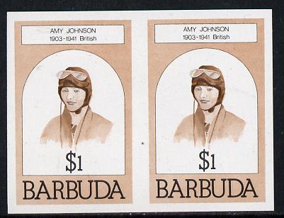 Barbuda 1981 Amy Johnson $1 unmounted mint imperforate pair (as SG 548), stamps on , stamps on  stamps on aviation, stamps on personalities, stamps on  stamps on women