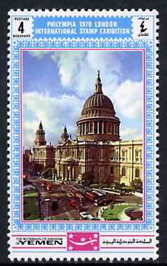 Yemen - Royalist 1970 Philympia 70 Stamp Exhibition 4B St Pauls Cathedral from perf set of 10, Mi 1032A* unmounted mint, stamps on stamp exhibitions, stamps on cathedrals     london     tourism