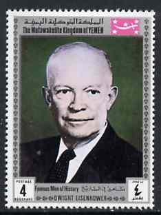 Yemen - Royalist 1969 Famous Men of History 4b Eisenhower from perf set of 11 unmounted mint, Mi 841A*, stamps on history     personalities     americana    eisenhower    usa-presidents, stamps on nato, stamps on bridge (card game)