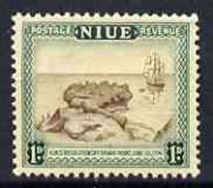 Niue 1950 HMS Resolution 1d brown & blue-green from def set, unmounted mint SG 114*, stamps on ships, stamps on cook, stamps on explorers, stamps on  kg6 , stamps on 