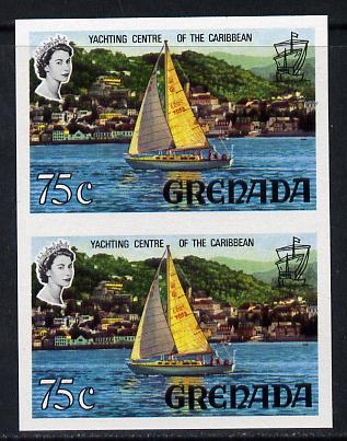 Grenada 1968-71 Yachting 75c unmounted mint imperf pair (as SG 317a), stamps on ships, stamps on sport, stamps on yachting, stamps on sailing