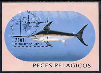 Sahara Republic 1997 Fish perf miniature sheet cto used, stamps on fish