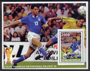 Turkmenistan 1997 Football World Cup perf souvenir sheet unmounted mint, stamps on football, stamps on sport