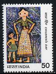 India 1983 Childrens Day (Painting of Woman and Child) unmounted mint SG 1103*, stamps on children    arts