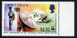 Antigua 1975 $2.50 on 35c from provisional surcharges set unmounted mint, SG 423*, stamps on postman      sikorsky     flying boats     satellite      communication     aviation