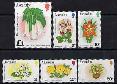 Ascension 1982 Flowers def set of 6 with imprint date, SG 283B-95B, stamps on flowers