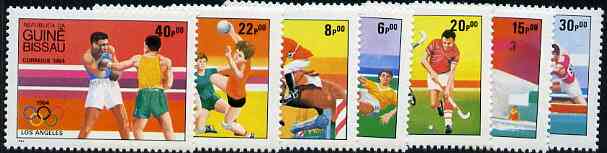 Guinea - Bissau 1984 Los Angeles Olympic Games  (2nd Issues) perf set of 7 unmounted mint, SG 843-49, Mi 765-71*, stamps on sport     olympics      football     show-jumping    yachting    field hockey     handball    canoeing     boxing