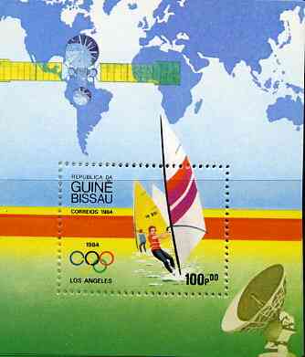 Guinea - Bissau 1984 Los Angeles Olympic Games  (2nd Issues) perf m/sheet (Wind surfing) unmounted mint SG MS 850, Mi BL 260, stamps on sport     olympics      wind-surfing