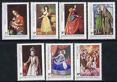 Guinea - Bissau 1984 Espana 84 Stamp Exhibition (Paintings) perf set of 7 unmounted mint, SG 835-41, Mi 757-63*, stamps on stamp exhibitions, stamps on arts, stamps on velazquez, stamps on el greco, stamps on 