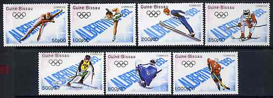 Guinea - Bissau 1989 Albertville Winter Olympic Games set of 7 unmounted mint, SG 1166-72, Mi 1088-94*, stamps on sport     olympics      skating    ice hockey      bobsled      skiing