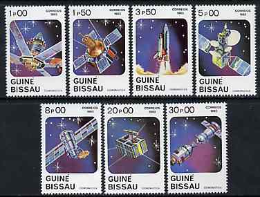 Guinea - Bissau 1983 Cosmonautics Day (Rockets & Satellites) set of 7 unmounted mint, SG 743-49, Mi 666-72*, stamps on space     satellites    shuttle