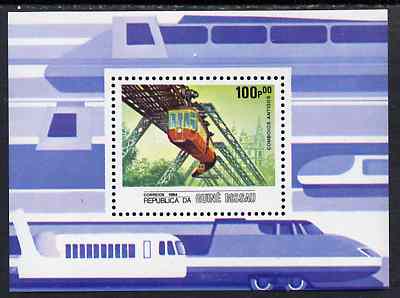 Guinea - Bissau 1984 Locomotives, perf m/sheet (Overhead Railway) unmounted mint SG MS 911, Mi BL 262, stamps on railways