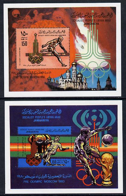 Libya 1979 Pre Olympics (1980 Moscow) set of 2 m/sheets unmounted mint, SG MS 943, stamps on sport     football    hurdles    olympics