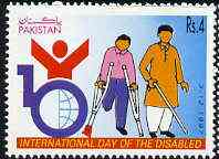Pakistan 1997 International Day for the Disabled 4r unmounted mint*, stamps on disabled    wheelchair    blind