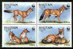 Bhutan 1997 WWF Endangered Animals (Dhole) unmounted mint set of 4 values SG 1181-84, stamps on wwf      animals    dhole, stamps on  wwf , stamps on 