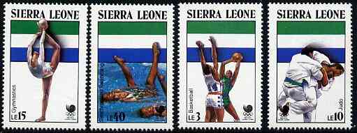 Sierra Leone 1988 Seoul Olympic Games (2nd Issue) set of 4 unmounted mint, SG 1137-40*, stamps on sport, stamps on olympics, stamps on basketball, stamps on judo, stamps on gymnastics, stamps on swimming, stamps on  gym , stamps on gymnastics, stamps on , stamps on martial arts