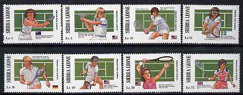 Sierra Leone 1990 Wimbledon Tennis Champions complete set of 8 unmounted mint, SG 1068-75*, stamps on sport, stamps on tennis