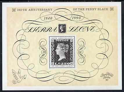 Sierra Leone 1990 150th Anniversary of Penny Black m/sheet unmounted mint, SG MS 1450, stamps on stamp on stamp, stamps on stamponstamp