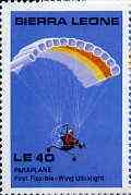 Sierra Leone 1987 Paraplane (Ultralight) unmounted mint - from Milestones of Transportation set, SG 1065*, stamps on paraplane, stamps on microlight, stamps on aviation, stamps on parachutes