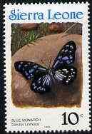 Sierra Leone 1991 Butterflies 10c (Danaus limniace) with country name in blue P14 unmounted mint, SG 1658, stamps on butterflies