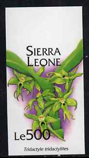 Sierra Leone 1994 Orchids 500L (Tridactyle tridactylites) unmounted mint imperf marginal, SG 2164var, stamps on orchids