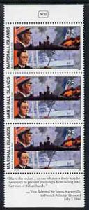 Marshall Islands 1990 History of Second World War (#11) 25c Battle of Mers-el-Kebir, unmounted mint pair with Sir James Somerville quotation in margin, SG 329, stamps on ships, stamps on battles, stamps on ww2, stamps on  ww2 , stamps on 