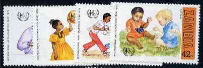 Zambia 1979 International Anti-Apartheid Year unmounted mint set of 4, SG 292-95, stamps on racism, stamps on toy, stamps on microscopes, stamps on butterflies, stamps on chemistry