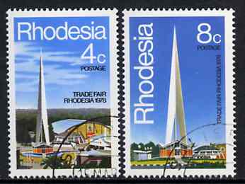 Rhodesia 1978 Trade Fair set of 2 very fine cds used, SG 553-54*, stamps on business, stamps on architecture