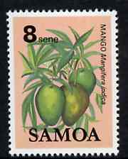Samoa 1983-84 Mango 8s unmounted mint from Fruits definitive set, SG 652*, stamps on fruit, stamps on food, stamps on mango