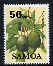 Samoa 1983-84 Avocado 56s unmounted mint from Fruits definitive set, SG 661, stamps on fruit, stamps on food, stamps on avocado
