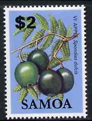 Samoa 1983-84 Vi Apple $2 unmounted mint from Fruits definitive set, SG 663, stamps on fruit, stamps on food, stamps on apple