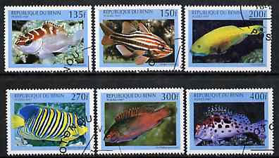 Benin 1997 Fish complete perf set of 6 values cto used, SG 1673-78*, stamps on fish