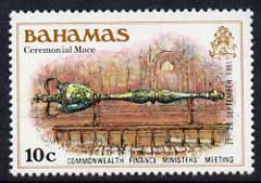 Bahamas 1981 Ceremonial Mace 10c opt'd Finance Ministers' Meeting unmounted mint with wmk inverted, SG 595w, stamps on finance     constitutions