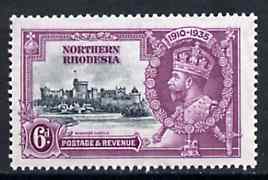 Northern Rhodesia 1935 KG5 Silver Jubilee 6d unmounted mint, SG 21*, stamps on , stamps on  kg5 , stamps on silver jubilee, stamps on castles
