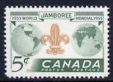 Canada 1955 Eighth World Scout Jamboree unmounted mint, SG 482*, stamps on scouts    globes