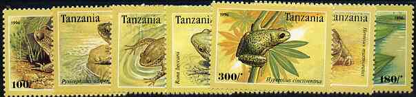Tanzania 1996 Frogs complete perf set of 7 unmounted mint, Mi 2264-70*, stamps on animals, stamps on amphibians, stamps on frogs