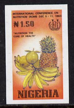 Nigeria 1992 Conference on Nutrition - N1.50 (Fruit) unmounted mint imperf single as SG 644, stamps on food, stamps on fruit, stamps on bananas