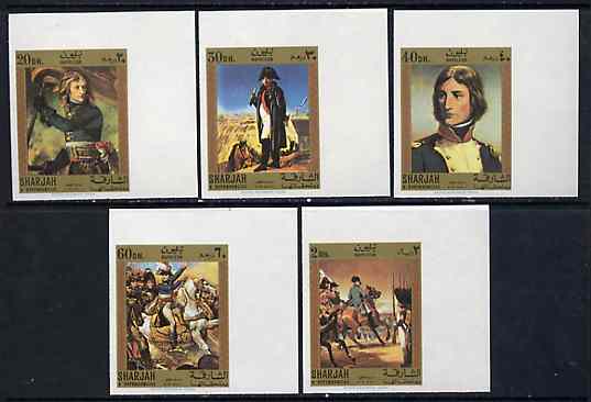Sharjah 1970 Paintings of Napoleon imperf set of 5 Air Mail values (Mi 627-31B) unmounted mint*, stamps on , stamps on  stamps on history    personalities    arts    napoleon  , stamps on  stamps on dictators.
