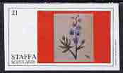 Staffa 1982 Flowers #09 imperf  souvenir sheet (Â£1 value) unmounted mint, stamps on flowers