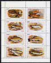Staffa 1973 Fish #02 (Ruff, Carp, Barbel, Roach etc) perf  set of 8 values opt'd 200th Anniversary of Dr Johnson's Visit unmounted mint, stamps on fish    