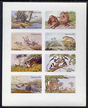 Nagaland 1972 African Wild Animals (Zebra, Giraffe, Crocs, Apes, etc) imperf set of 8 values unmounted mint, stamps on animals, stamps on apes, stamps on giraffe, stamps on zebra, stamps on leopard, stamps on cats, stamps on tigers