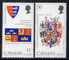 Cayman Islands 1974 Churchill Birth Centenary (Arms) unmounted mint set of 2, SG 380-81, stamps on churchill, stamps on personalities, stamps on heraldry, stamps on arms