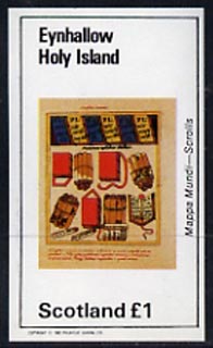 Eynhallow 1982 Antiquities (Mappa Mundi - Scrolls) imperf  souvenir sheet (Â£1 value) unmounted mint, stamps on crafts    artefacts    books
