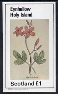 Eynhallow 1982 Plants (Herb Robert) imperf  souvenir sheet (Â£1 value) unmounted mint, stamps on flowers    herbs