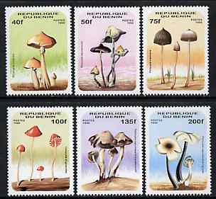 Benin 1996 Mushrooms complete set of 6 unmounted mint, Mi 849-54*, stamps on fungi